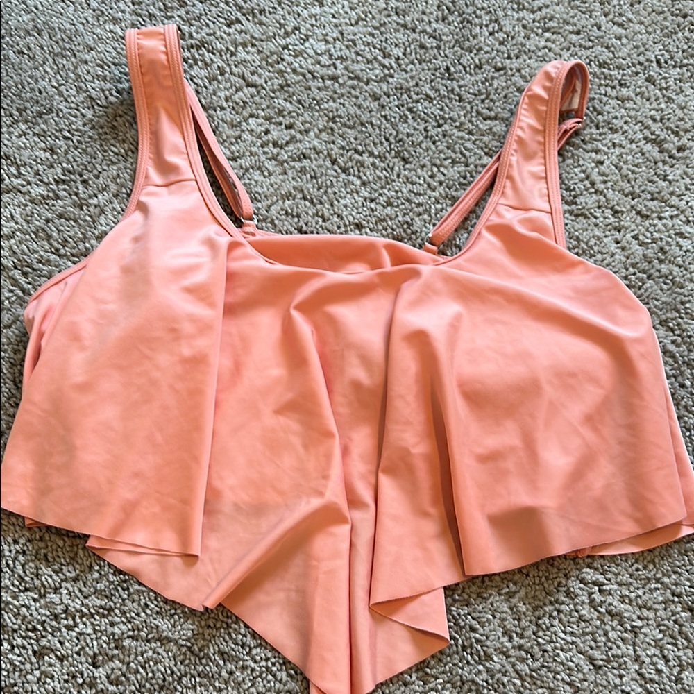 Rosegal coral Asymmetrical Crop Bikini Top